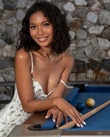 Rosah playing pool naked!