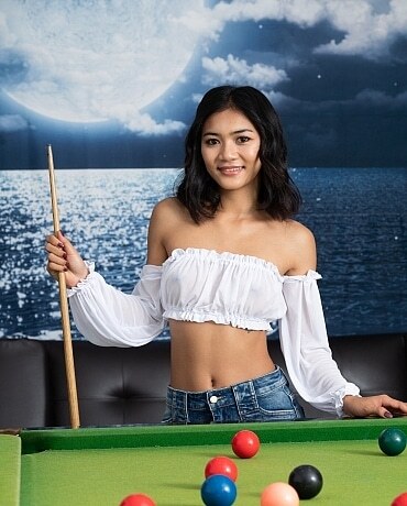 Yori playing pool getting naked 